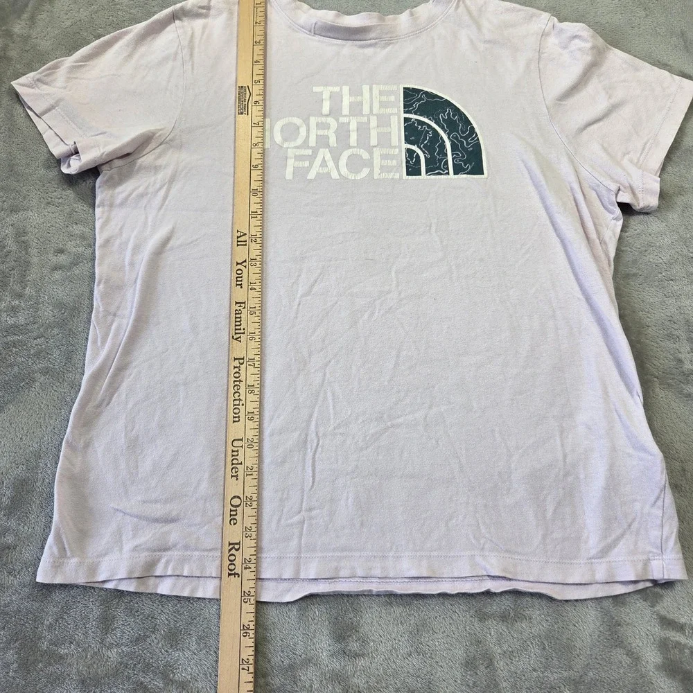 The North Face Womens Lavender Purple Topographic Logo Graphic T-Shirt Size L - Picture 3 of 6